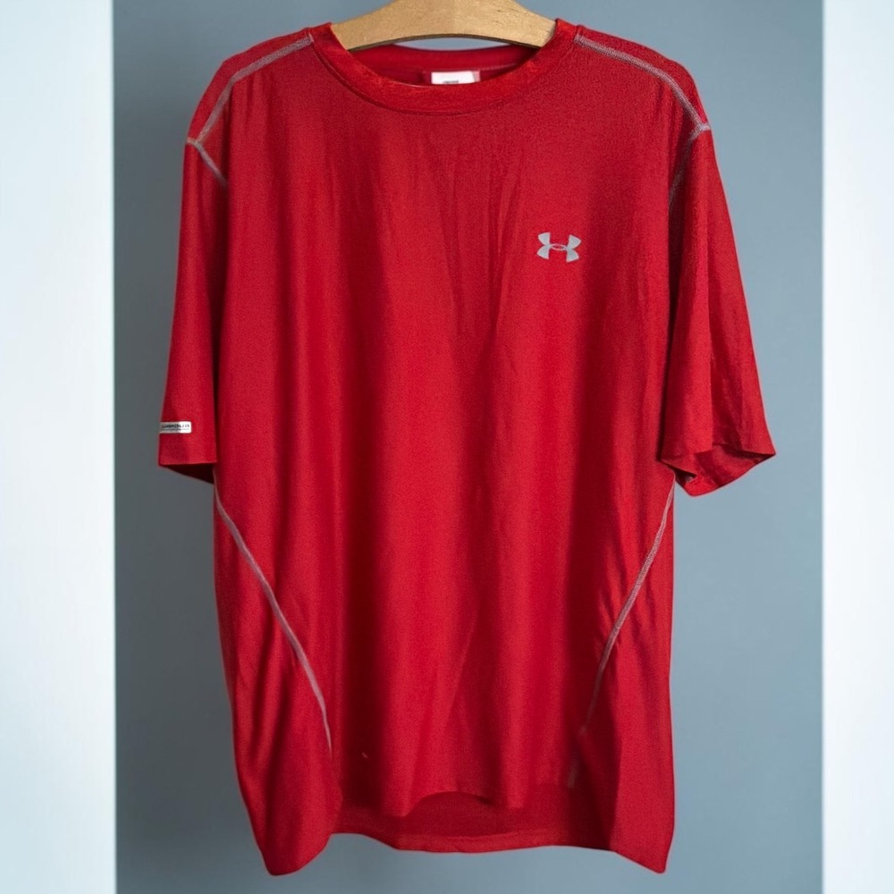 Under Armour HeatGear Fitted Shirt Mens XXL Red Short Sleeve Athletic Gym Top